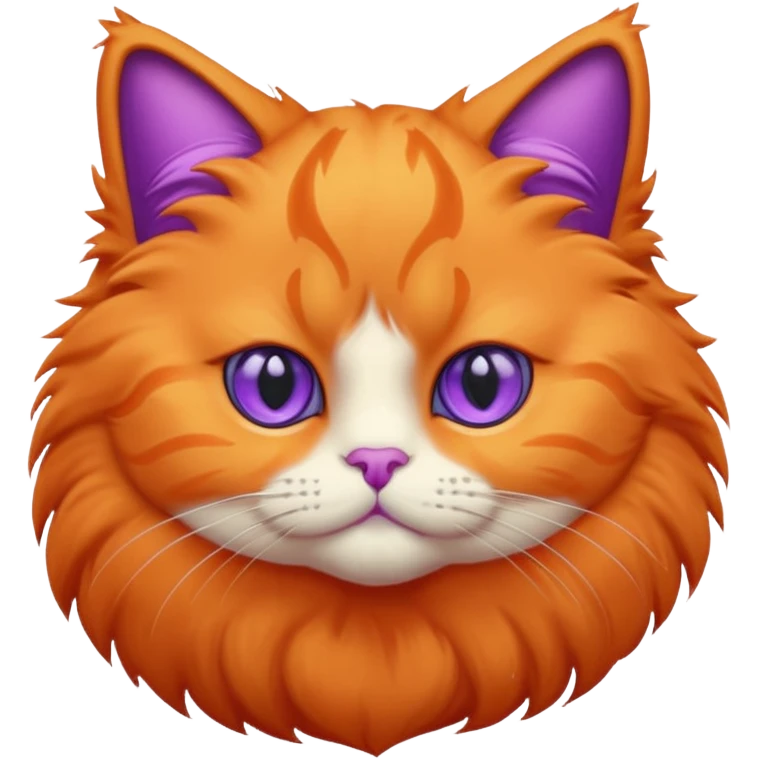 orange puffy cat with purple eyes emoji