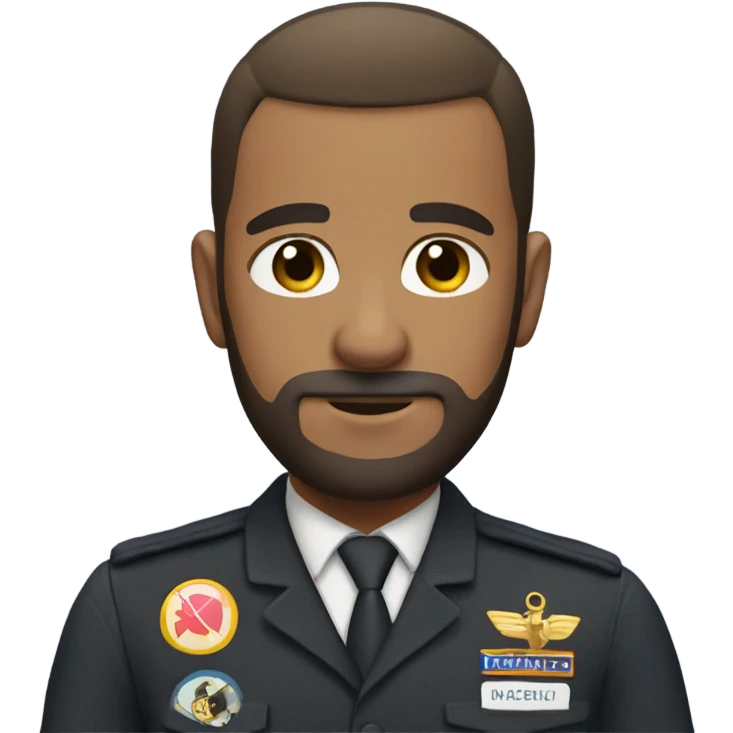 Pilot with buzz cut and a stable beard emoji