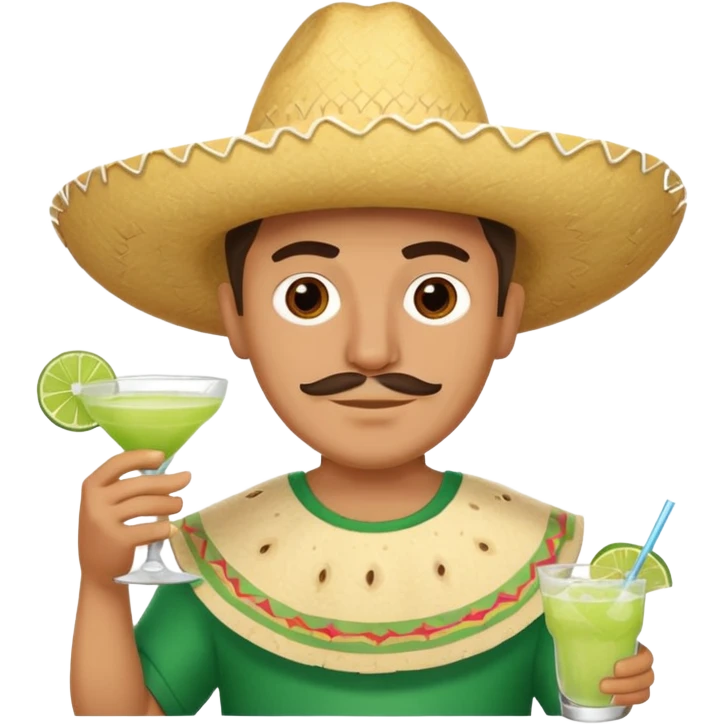 White Mexican man w margarita and tortillas emoji