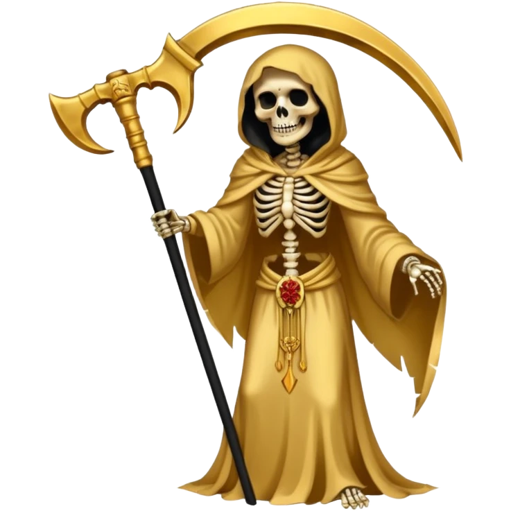la santa muerte gold with large scythe  emoji