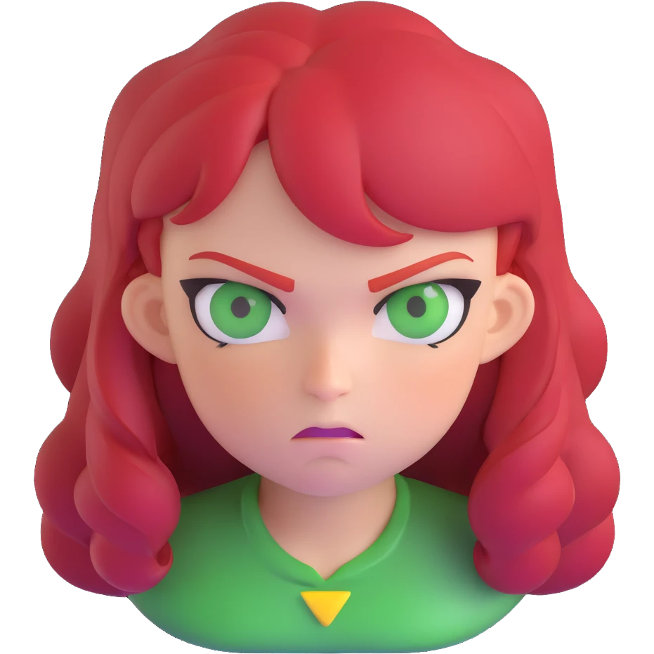 Angry girl with red hair and green eyes emoji