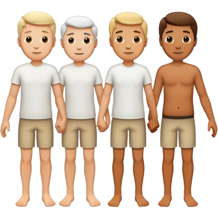 Three white guys holding hands emoji