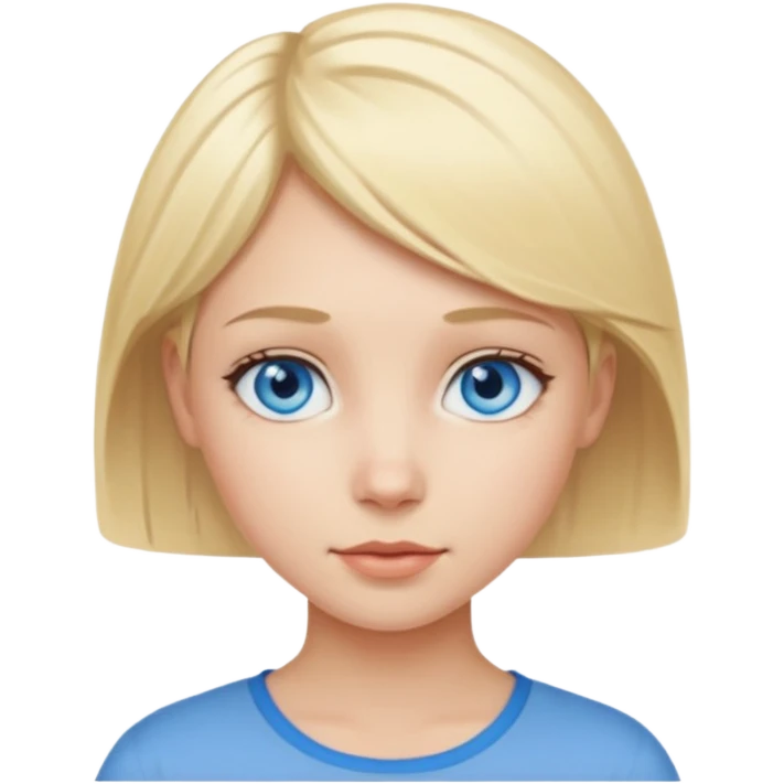 A girl with blue eyes and blond short hair and white skin  emoji