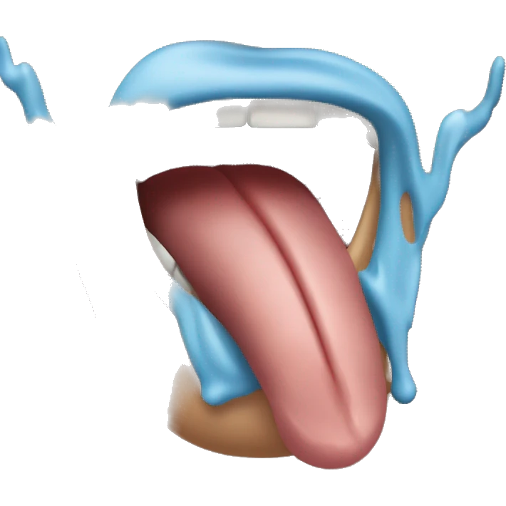 the tongue inside the man's mouth is blue  emoji