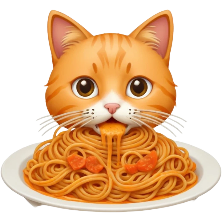 Cat eating spaghetti emoji