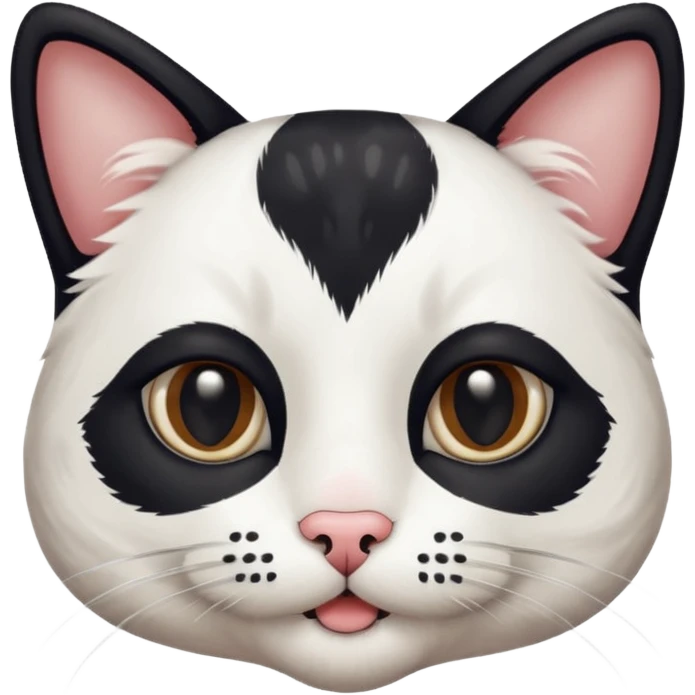 a black and white chat, with mustache birthmark in the mouth emoji