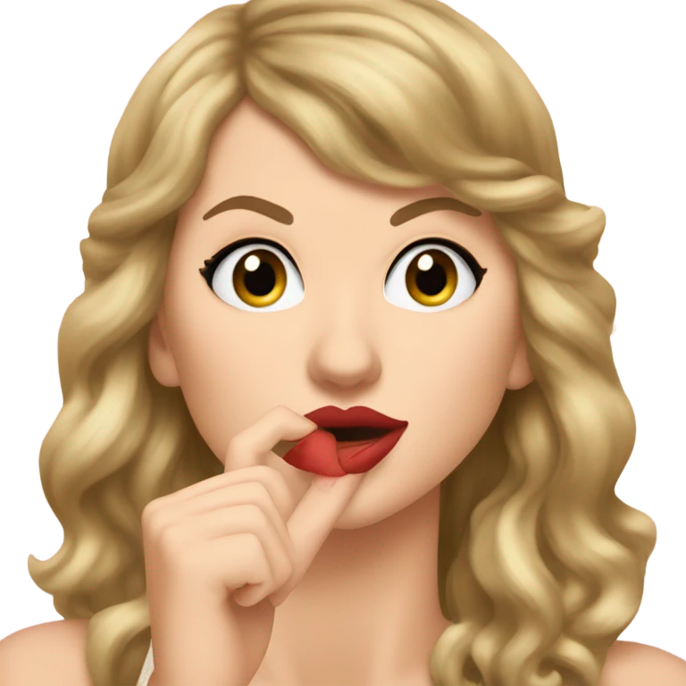 Taylor Swift doing the shh gesture emoji
