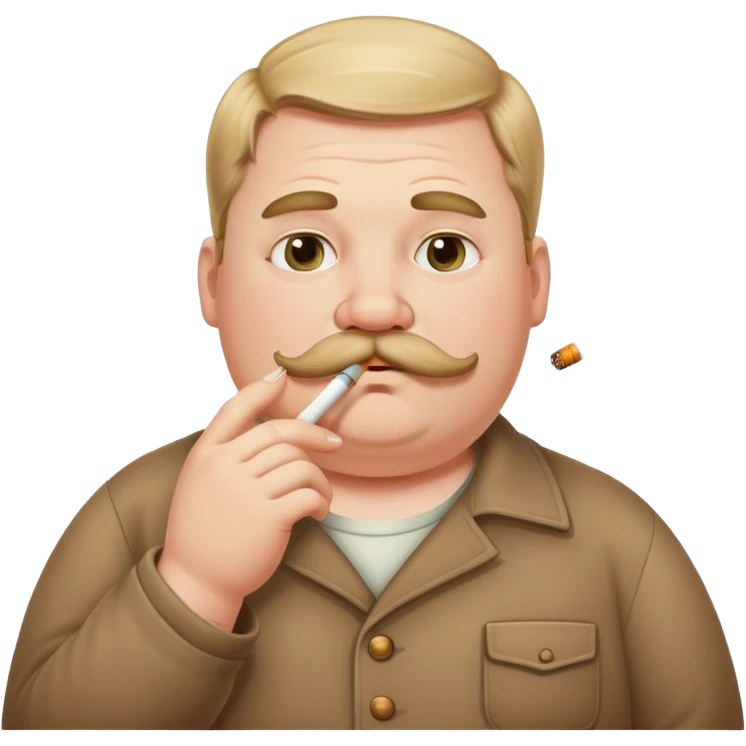 Fat country white kid with a mustache smoking a cigarette  emoji