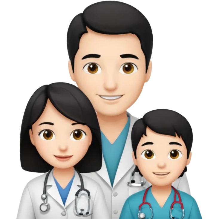 doctor black hair helping a kid emoji