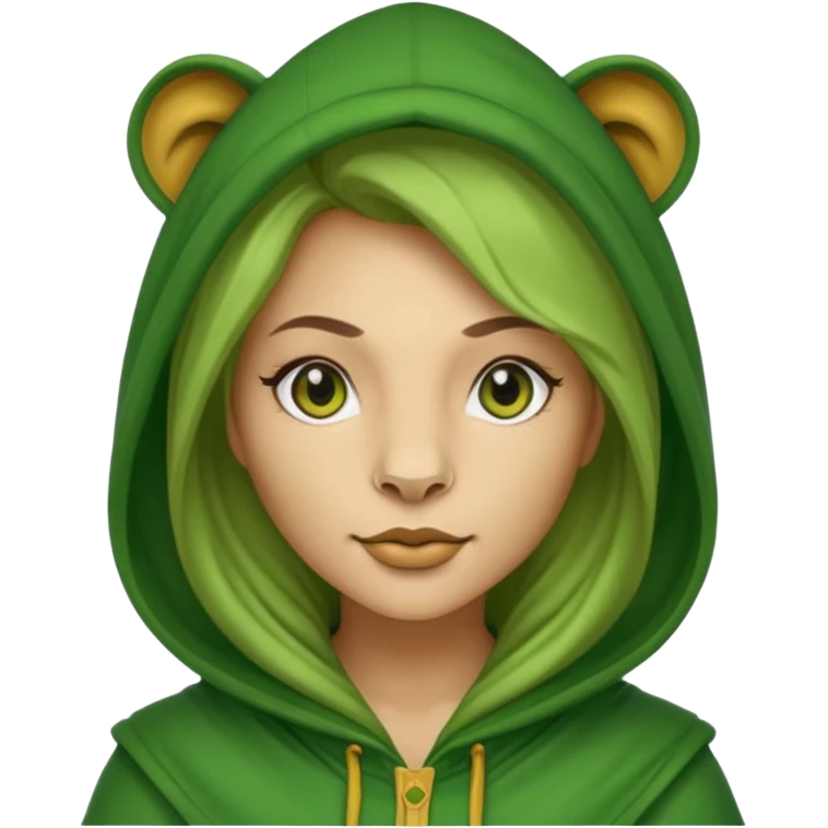 green Hooded lion woman emoji