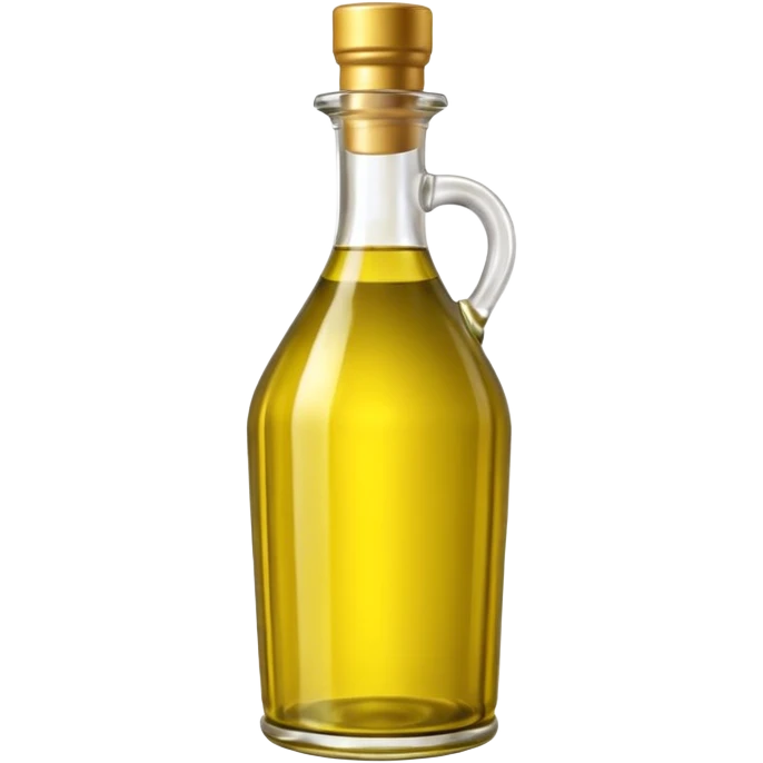 olive oil bottle object icon, glass bottle with golden olive oil, 3D cartoon, mobile game icon style, clean background, no text, no watermark
 emoji