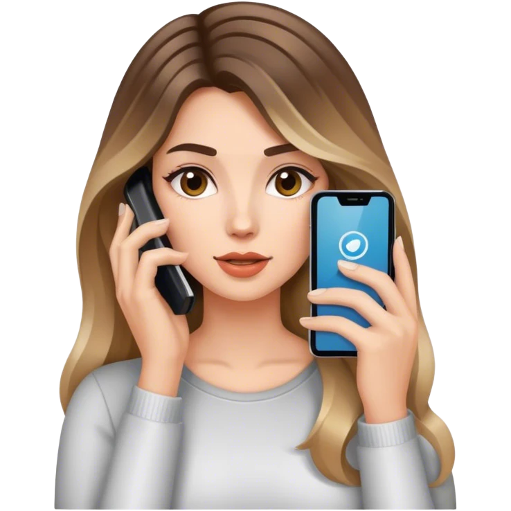 Realistic balage hair  woman calling on cell phone emoji