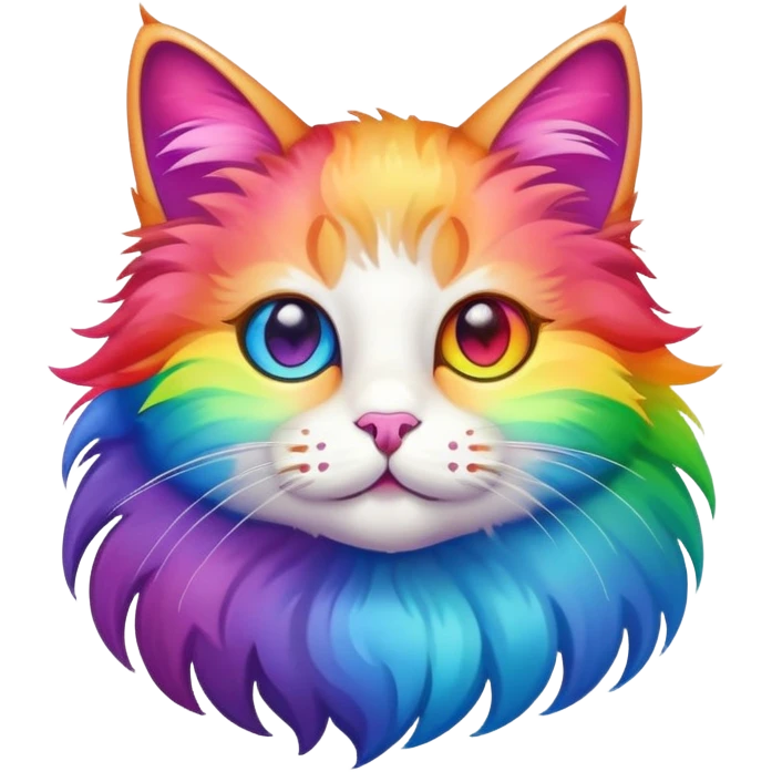 a cute cat with rainbow colors emoji