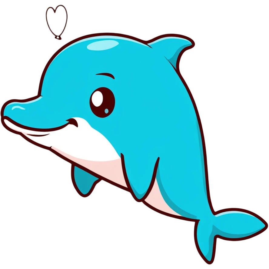 cute cartoon dolphin with big eyes emoji