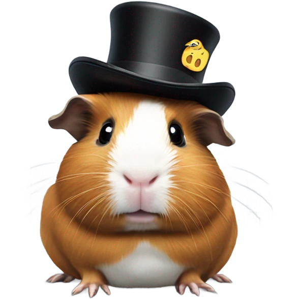 Guinea pig wearing a top hat emoji