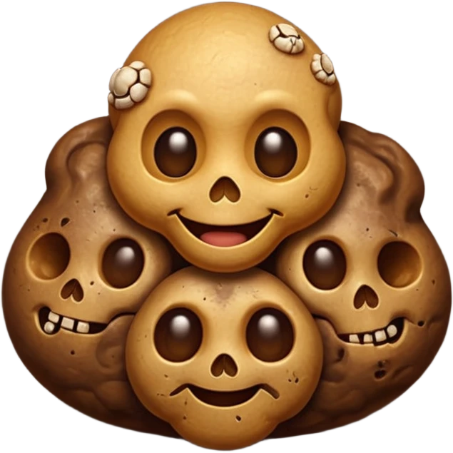 a poop emoji with 3 tiny skulls inside emoji