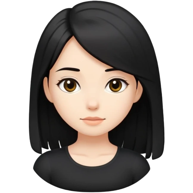 girl with black shoulder-length hair wearing a black tight-fitting top emoji
