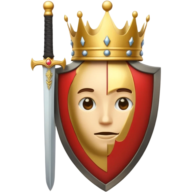 Powerful emoji with only sword, shield and crown emoji