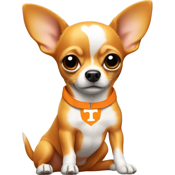 chihuahua wearing University of Tennessee orange emoji
