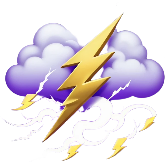 Wiz 101 casting sigil inspired storm magic, compose it of swirling clouds and lightning bolts and use rich purple and gold as the colors  emoji