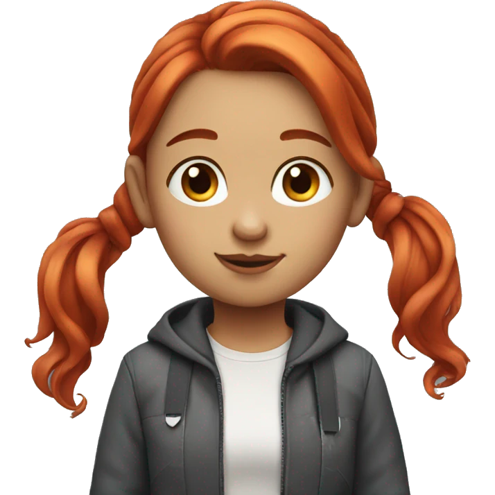 girl with 2 pony hairstyle red hair emoji