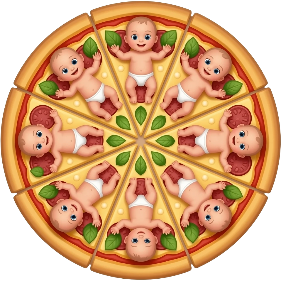 human babies spread on pizza emoji