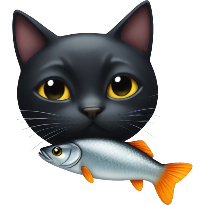 Black cat eating a fish emoji