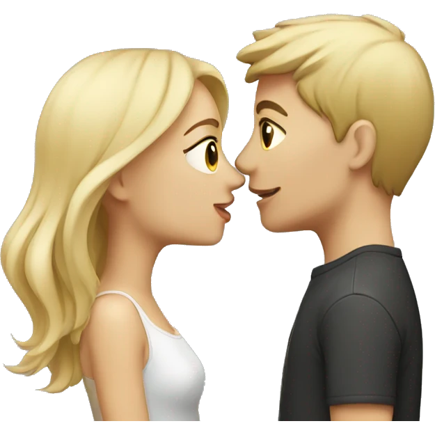 brunette girl and blonde boy kissing  emoji