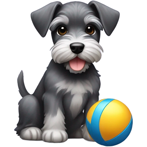 Schnauzer puppy with a ball emoji
