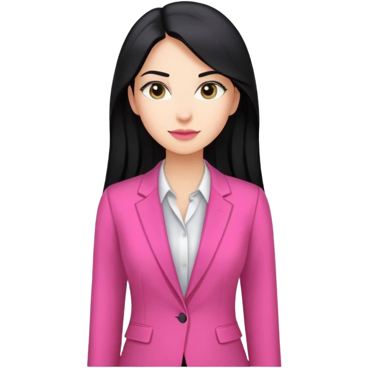 Business chlothes pink woman caucasian long black hair girl emoji