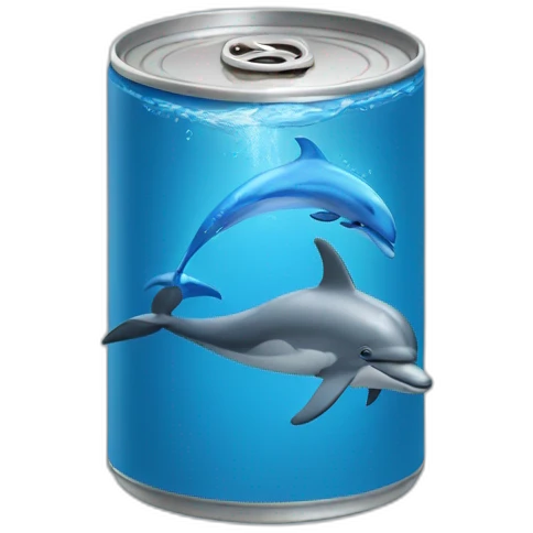 blue can with dolphin emoji