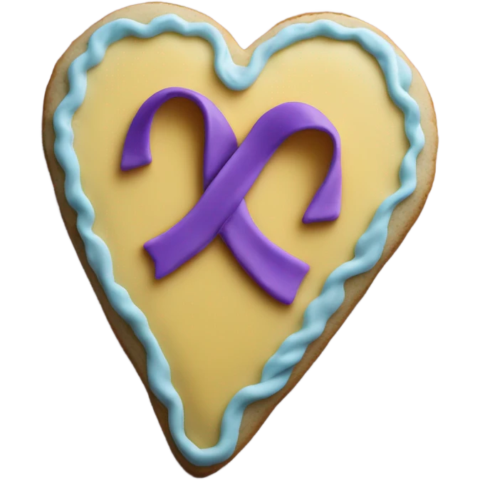 Suicide awareness ribbon on heart cookie emoji