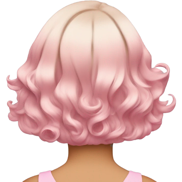 Pink wavy short hair back view emoji