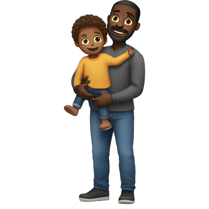 black father carrying child emoji