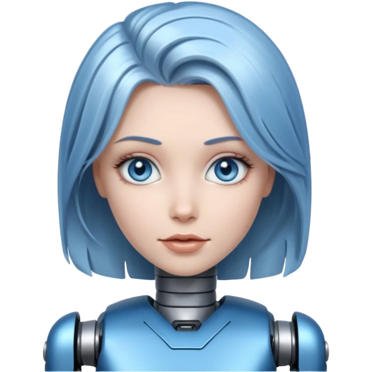 female different hair color metalic robot face emoji