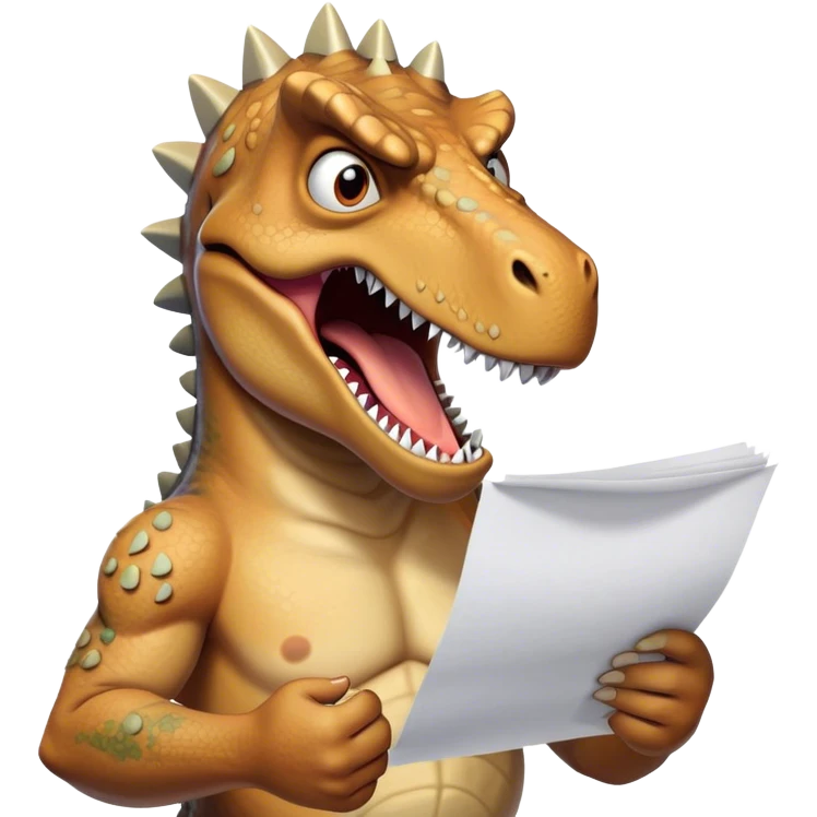 office Dinosaur, angry, papers everywhere emoji