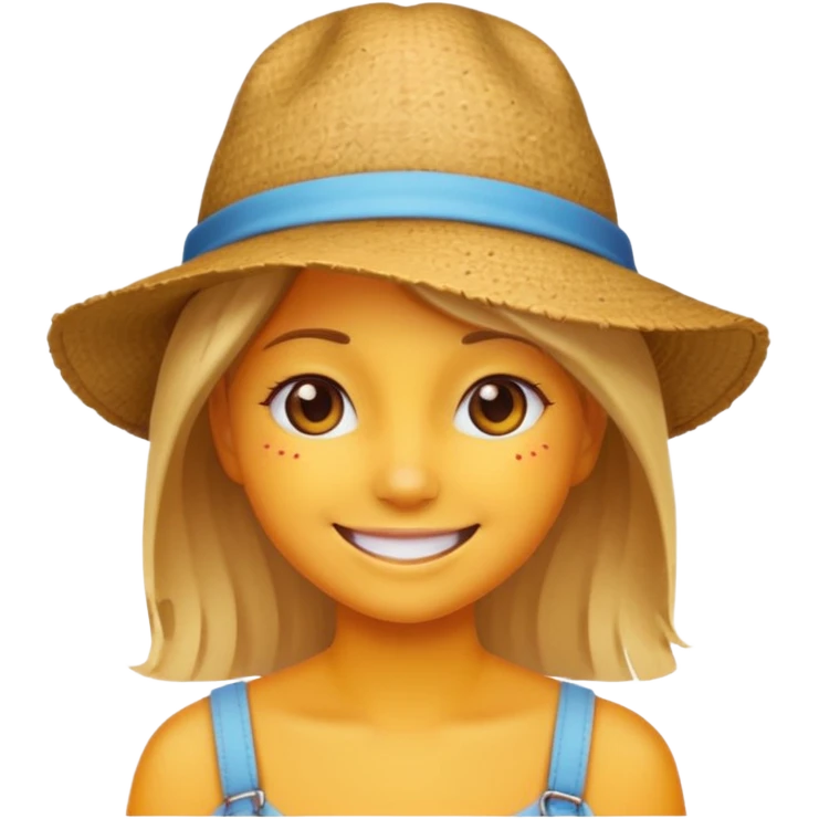 sunburned girl with hat emoji emoji