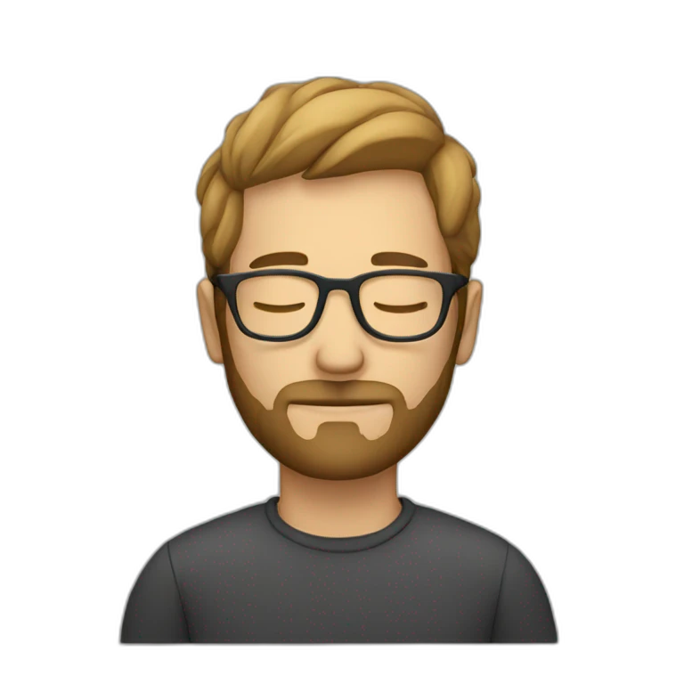 Guy with glasses and small beard sleeping emoji