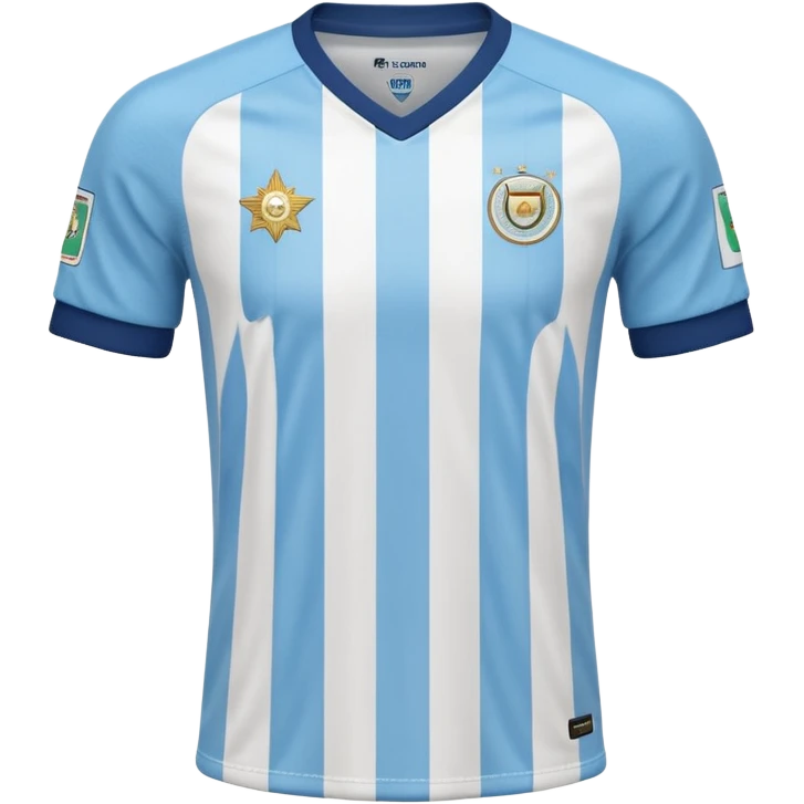 Emoji of an Argentine football jersey, light blue and white stripes, 3 stars, high quality, 3D style emoji