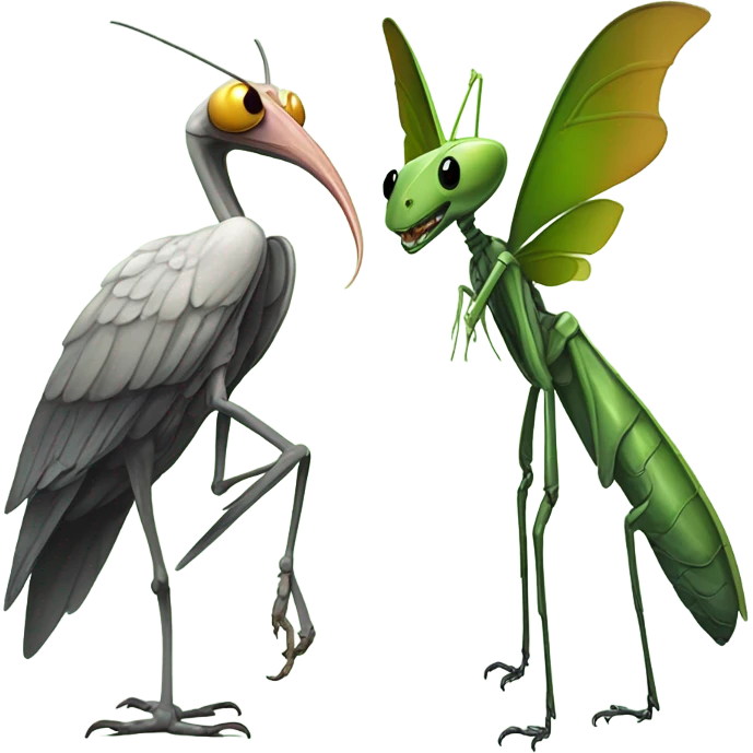 A condor talking to a praying mantis emoji