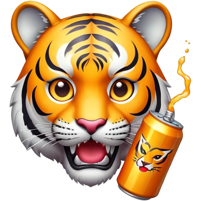 tiger face holding energy drink can for Twitch emote emoji