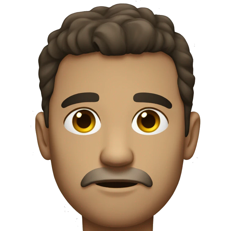 short-cropped, scowling brunette male emoji