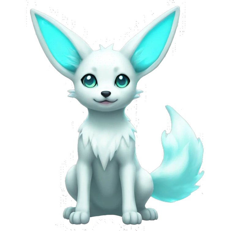 Shiny White Angelic Electric Albino Umbreon. cyan eyes and cyan markings. full body emoji