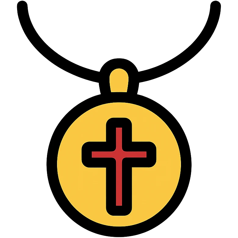 pendant with a spiritual or cultural symbol like a cross or Om on a chain emoji