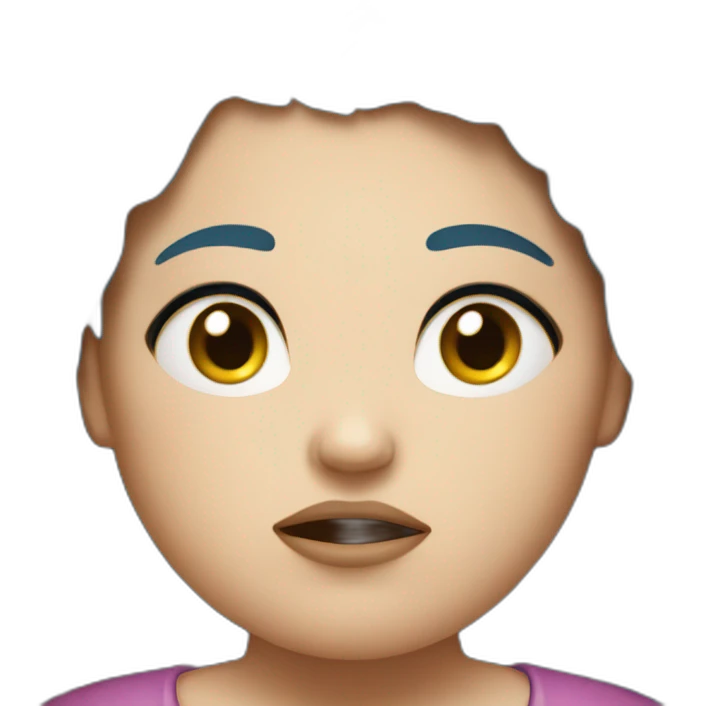obese girl, bleu hairs, really angry emoji