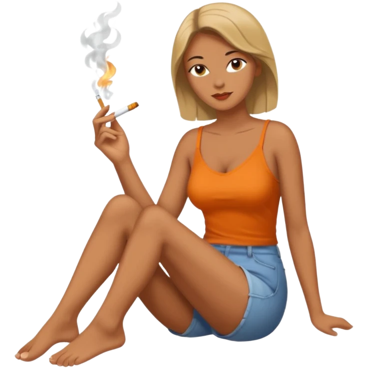 femme pieds nus qui fume emoji