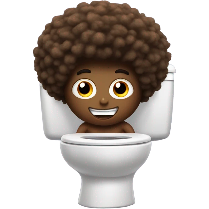 Poo with Afro hair with 2 legs running away from toilet emoji