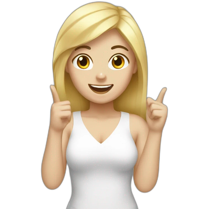 black hair white woman celebrating with blond hair white woman emoji