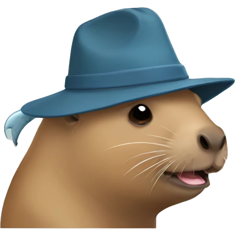 capybara with a shark hat emoji