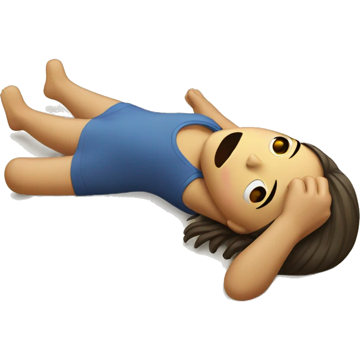 Girl lying on the beach crying emoji